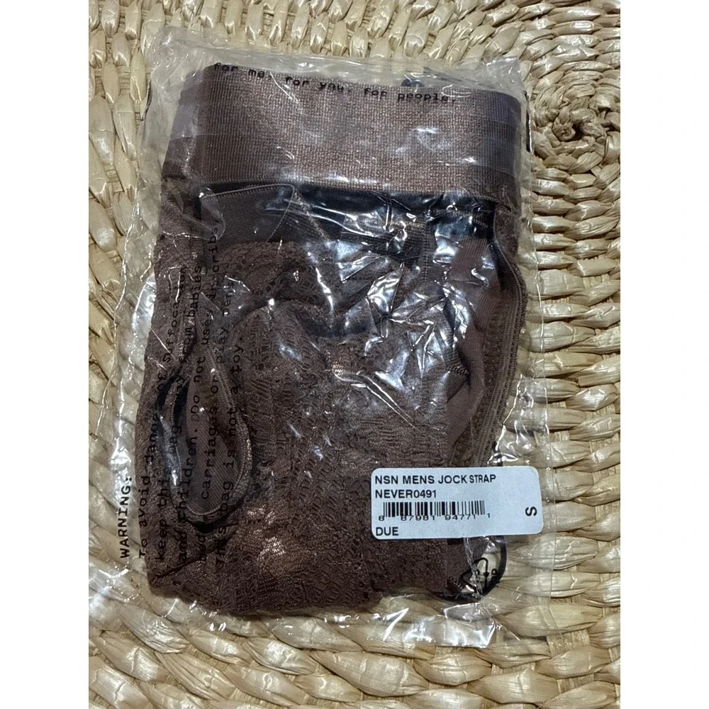 Cosabella Never Say Never Lace Men's Jock Strap DUE Taupe Size S New